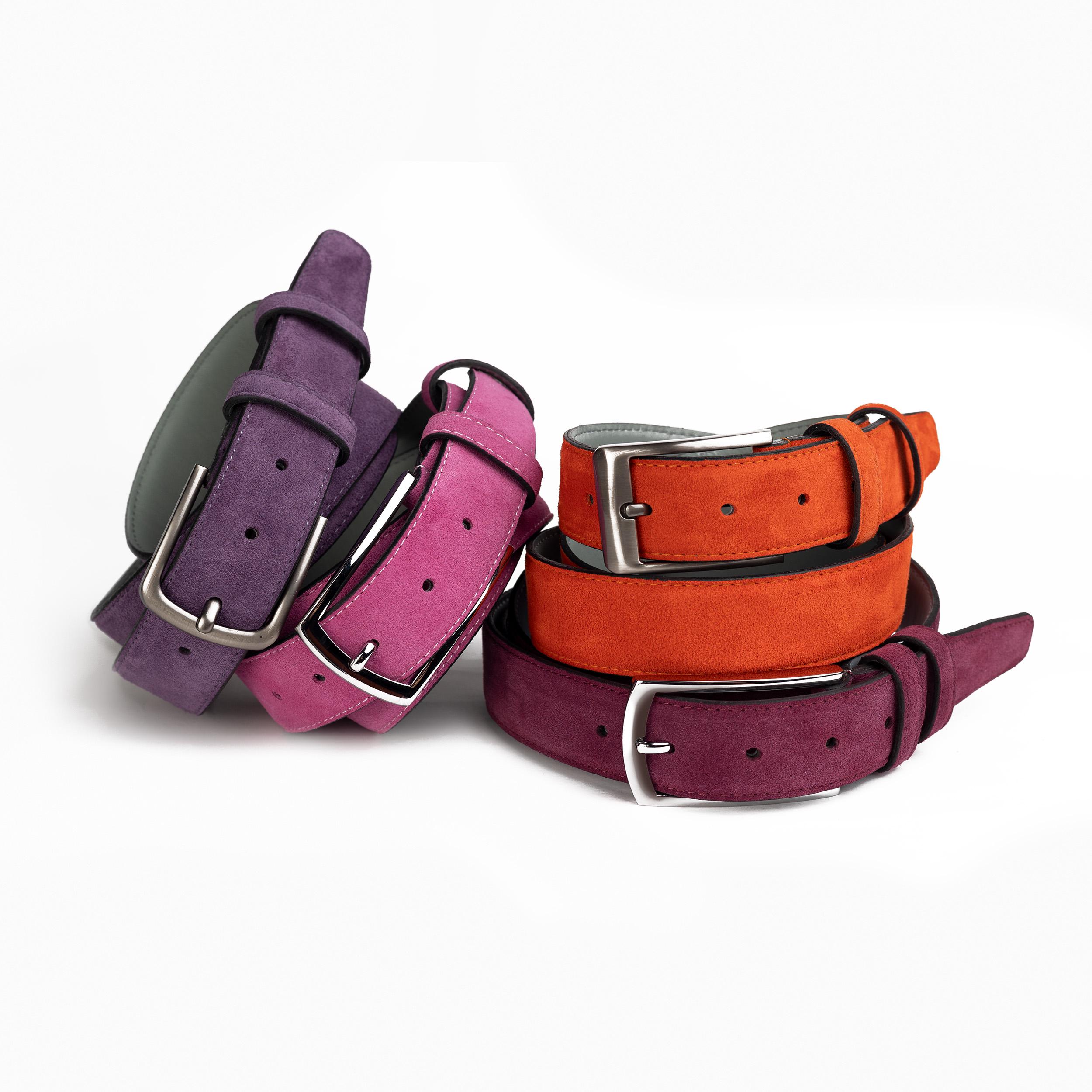Purple Suede Belt: Italian Leather, Stylish Unisex Accessory  display picture 2