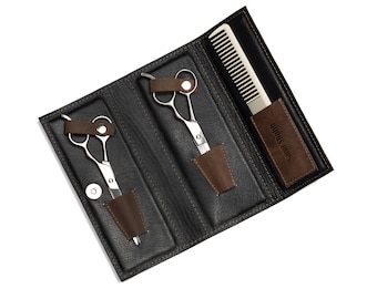 Estuche de cuero para herramientas de peluquería: Organizador de tijeras para peluquería