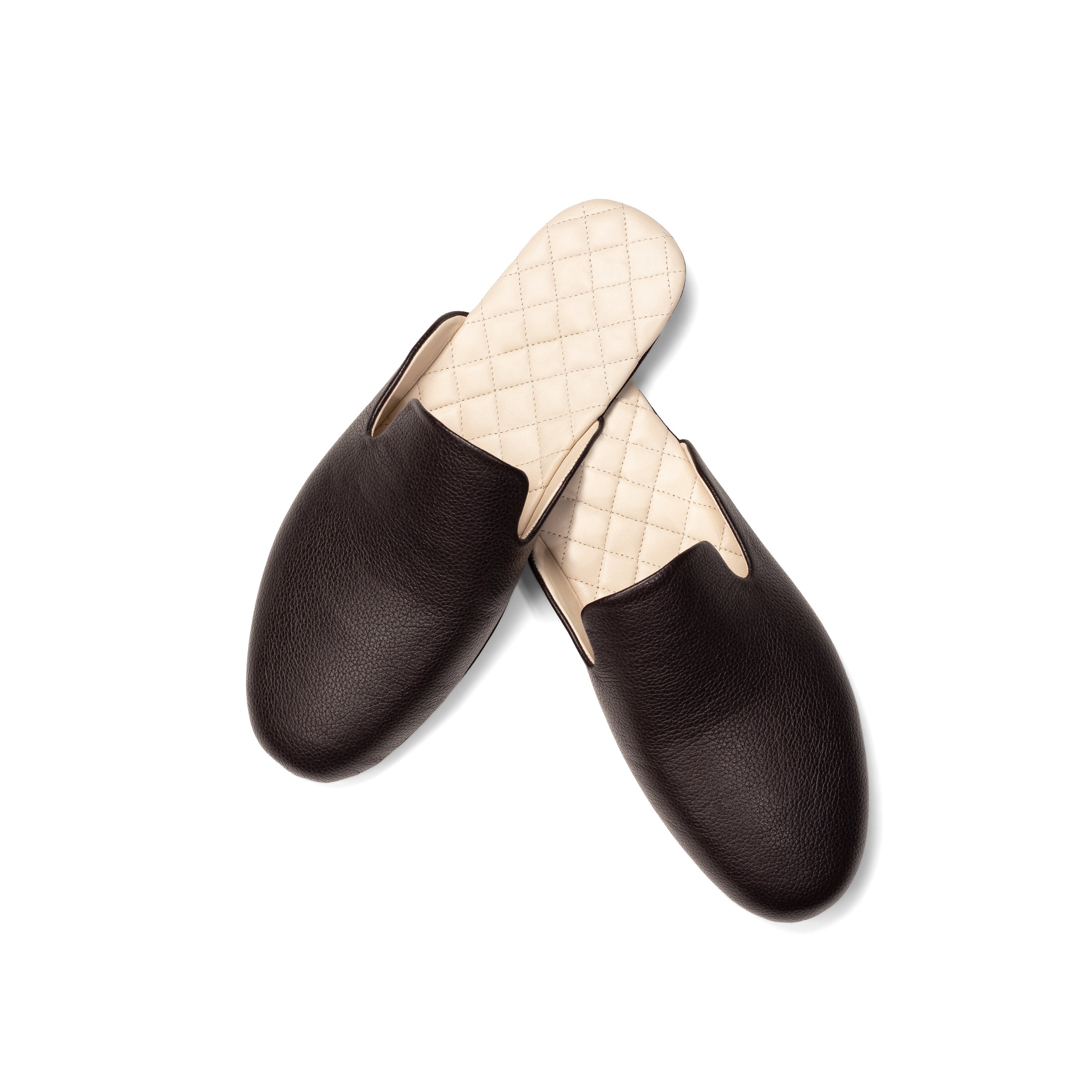 mens leather look slippers