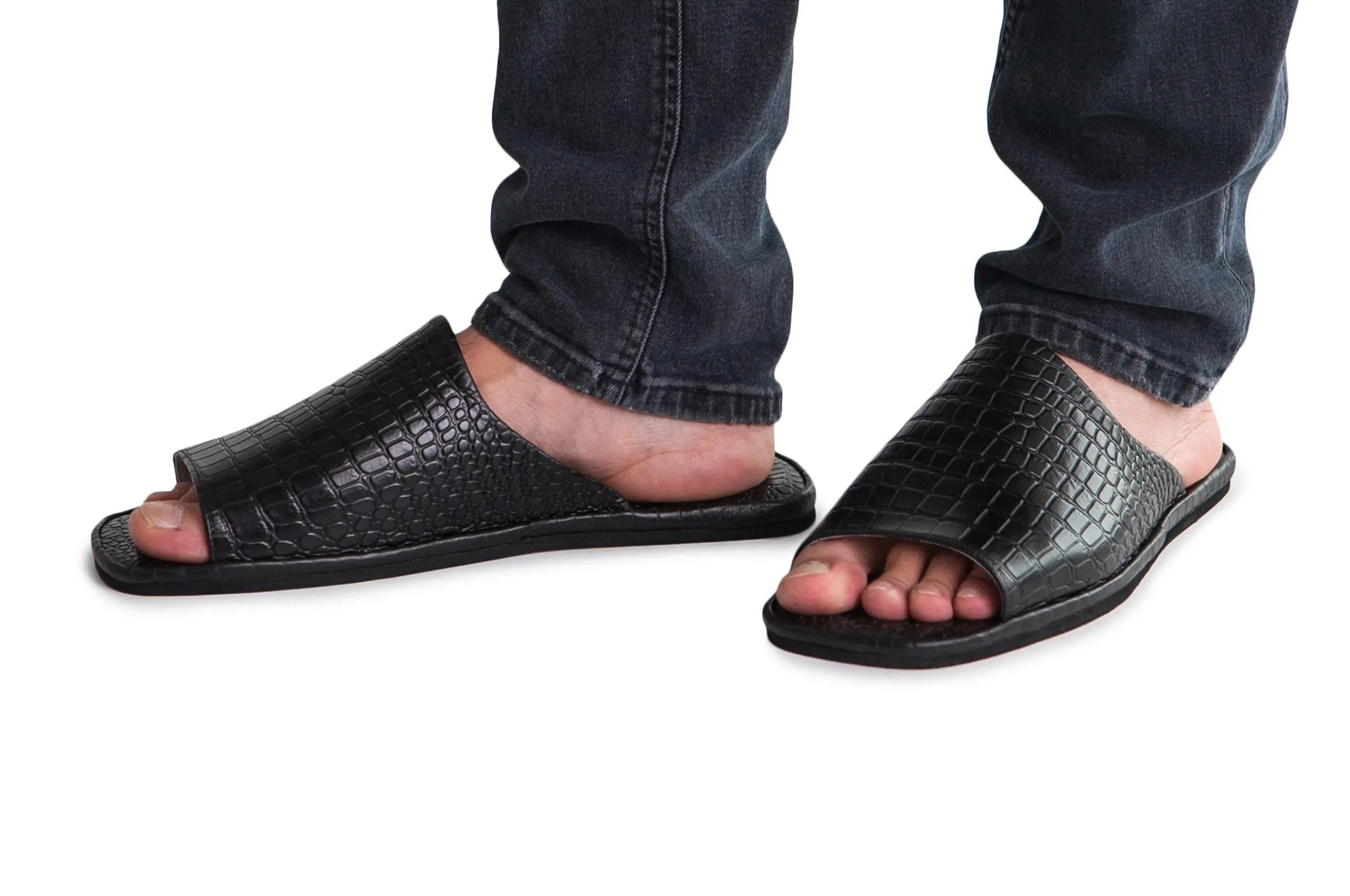 mens all leather slippers
