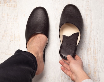 Leather Slippers for Men: Arch Support House Shoes, Gift Box