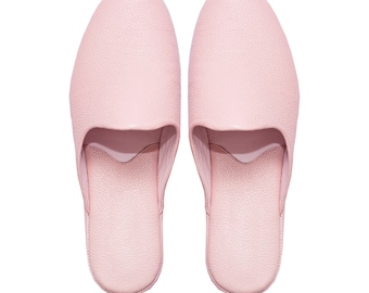 Pantuflas de piel rosa: Zapatillas de casa de suela suave, regalo de San Valentín
