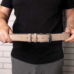 Beige suede belt SAND, belt for men and women, Brown suede belt, Burgundy suede belt,  Blue suede belt, Genuine leather belt, gift for you