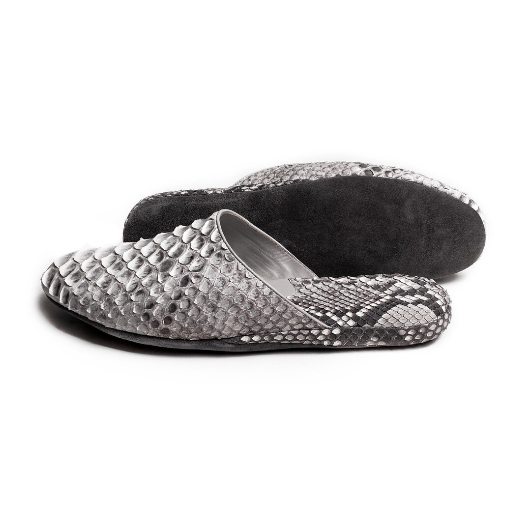 Python Skin Slippers Genuine Python Skin Men's Slippers – Comfortable Leather House Shoes ...