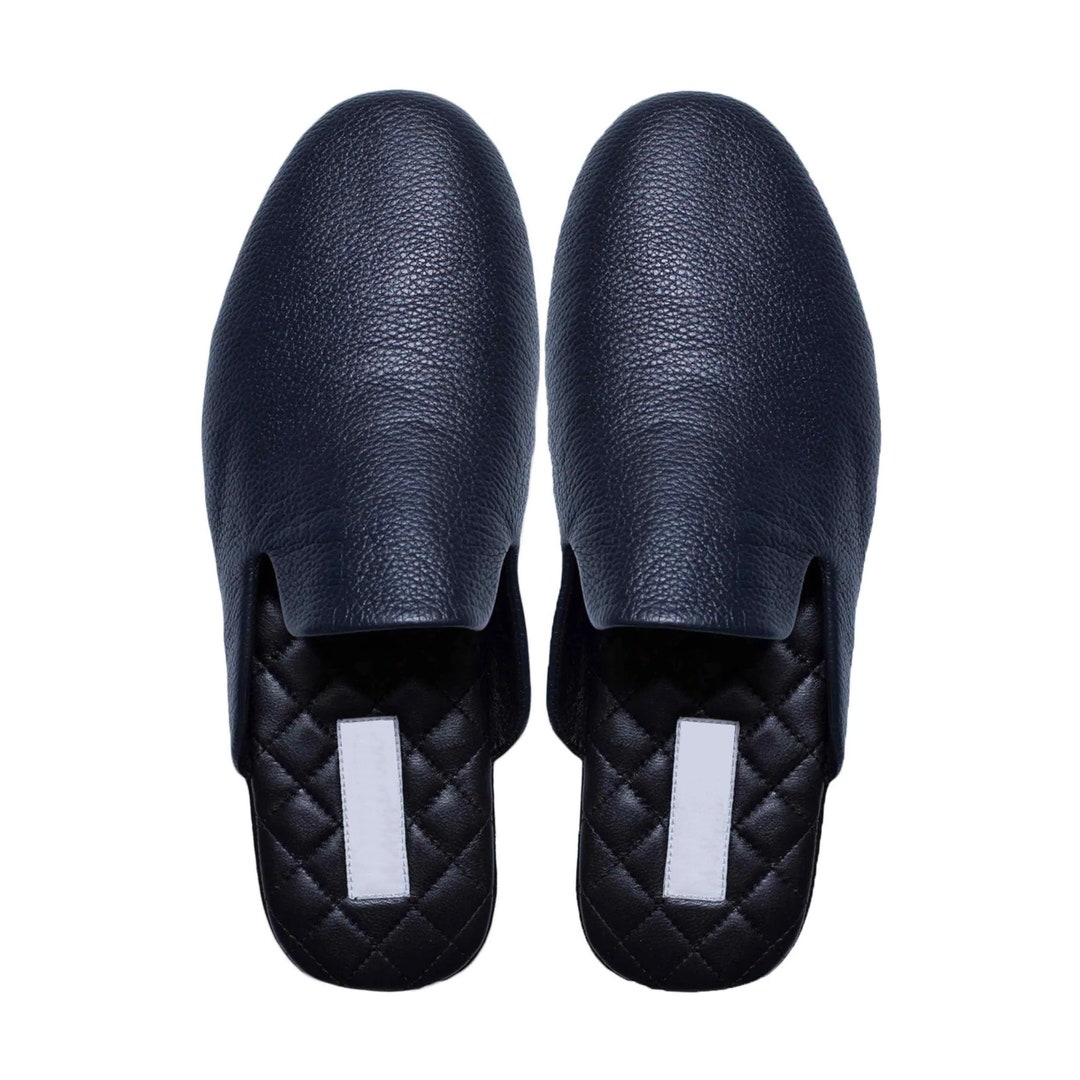 mens leather travel slippers with pouch