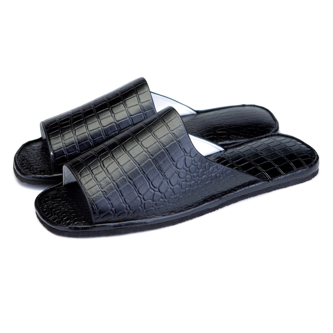 Men's Leather Slippers, Open Slippers for Men, Comfortable and Stylish