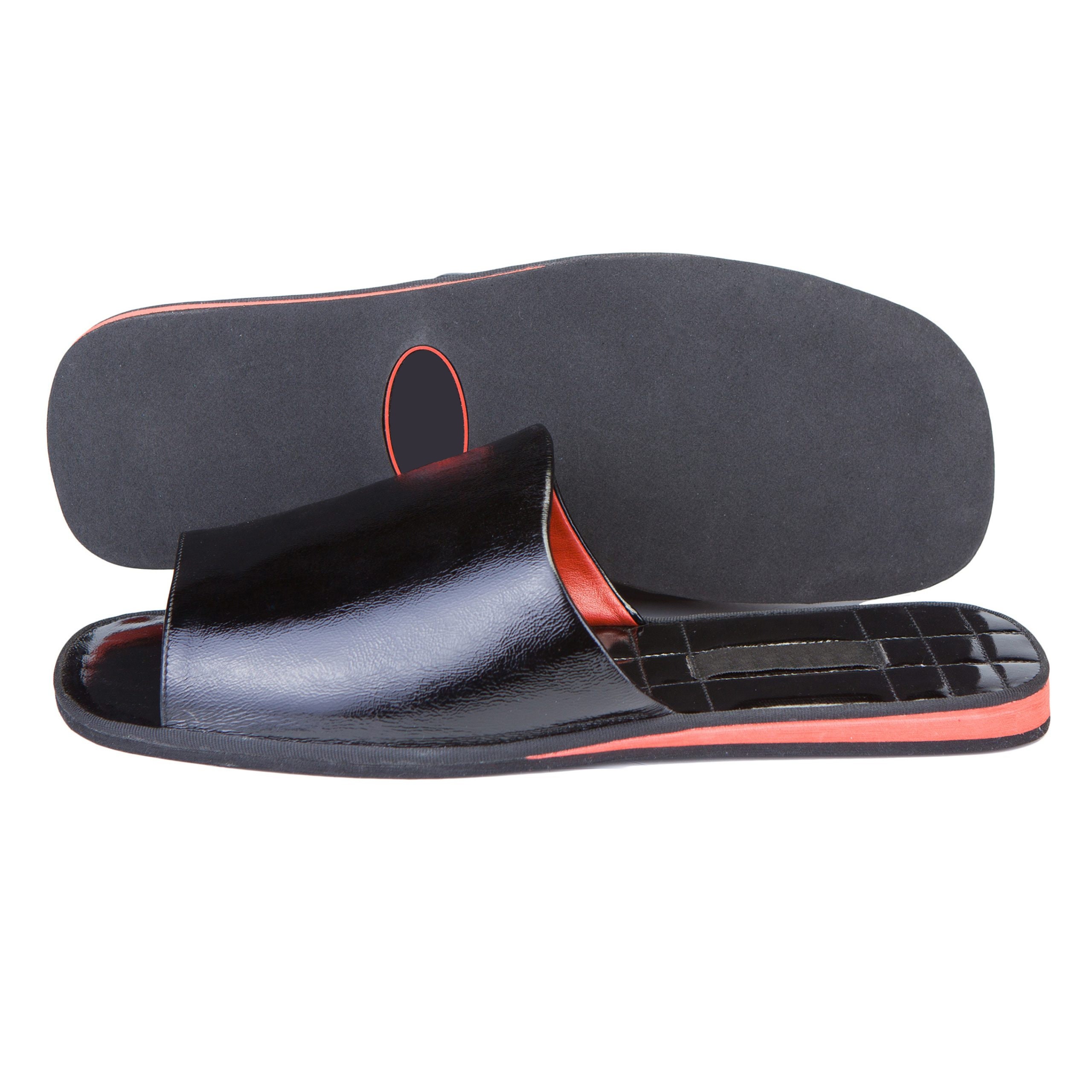 Patent leather best sale slippers