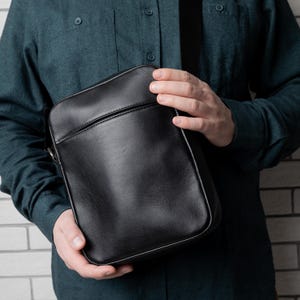 Black crossbody bag, leather stylish bag, functional bag, leather shoulder bag, men&#39;s sling bag, men&#39;s crossbody bag, men&#39;s messenger bag