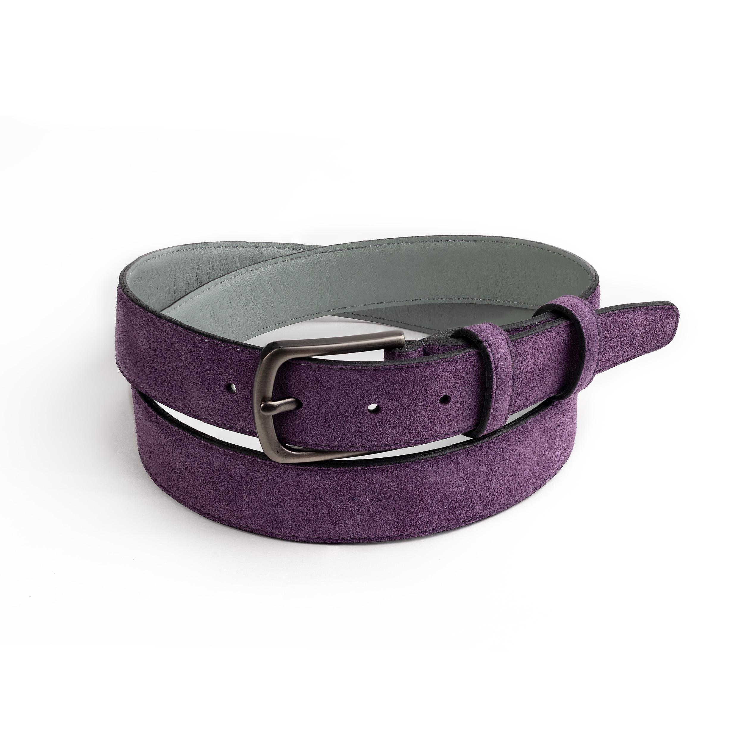 Purple Suede Belt: Italian Leather, Stylish Unisex Accessory  display picture 1