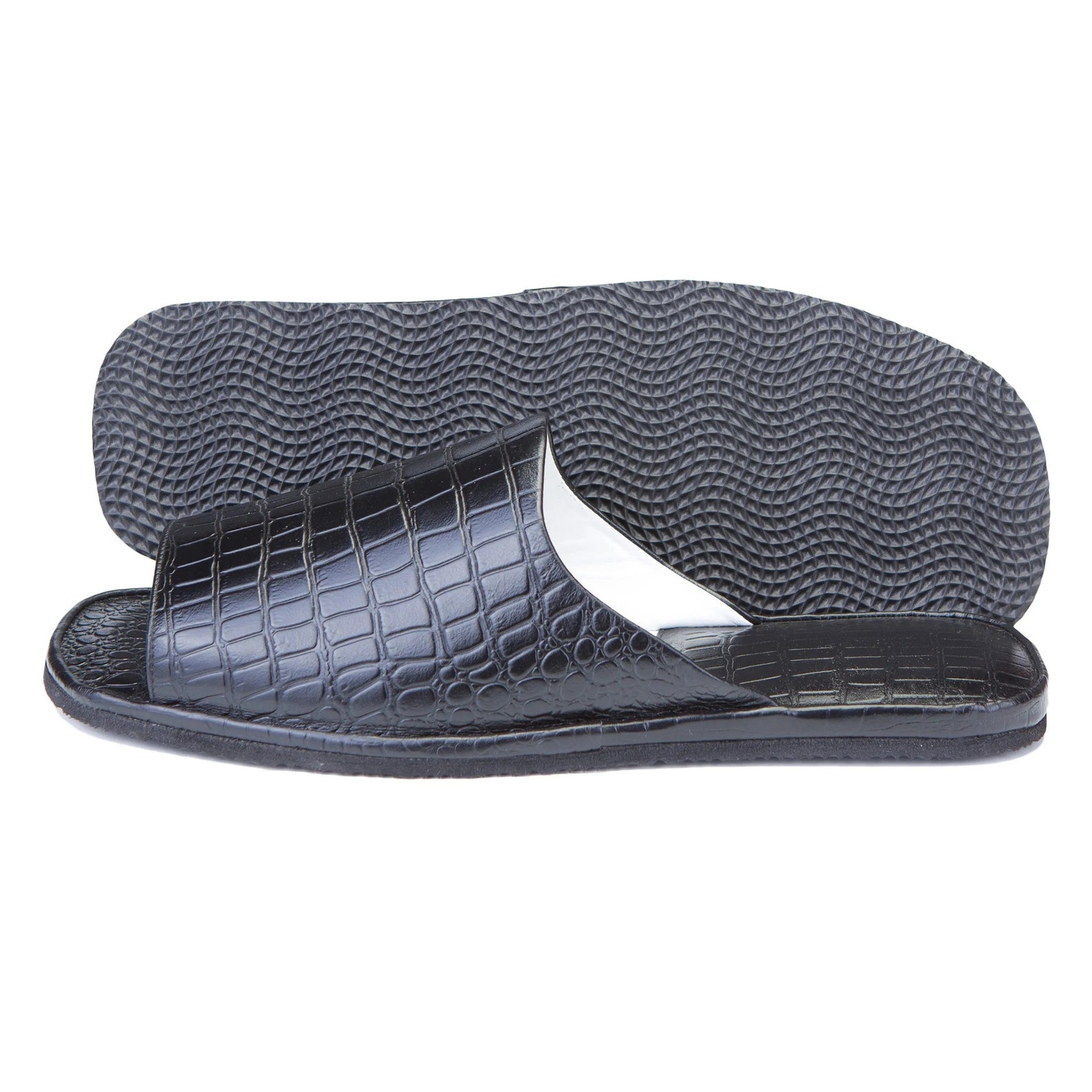 Men's Leather Slippers, Open Slippers for Men, Comfortable and Stylish
