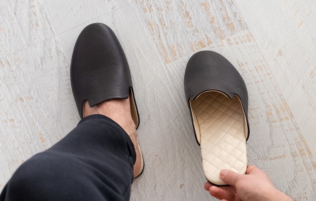 Slippers Men Leather Travel Slippers Personalized Father's Day Gifts