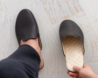 Leren reisslippers met etui, gepersonaliseerd Vaderdagcadeau