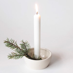 Handmade White Porcelain Candlestick Holder: Modern Nordic Bowl Design