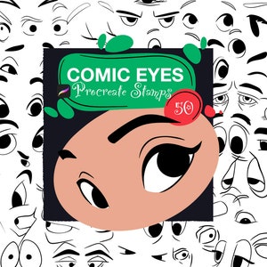 50 znaczków Comic Eyes | Pędzle do Procreate | Pędzle Procreate | Znaczki Procreate | Kartka z pozdrowieniami | Znaczki z kreskówek