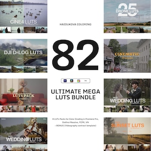 Ultimate Mega LUTs Bundle for Filmmakers | 8 LUTs Packs for Color Grading in Premiere Pro, DaVinci Resolve, Final Cut, VN + Bonus | 82 LUTs