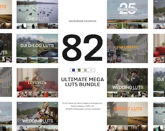 Ultimate Mega LUTs Bundle for Filmmakers | 8 LUTs Packs for Color Grading in Premiere Pro, DaVinci Resolve, Final Cut, VN + Bonus | 82 LUTs
