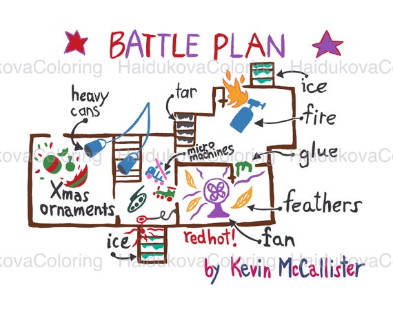 Home Alone Battle Plan | PNG | Hand Drawn Battle Plans | Kevin and the Wet Bandits | McCallister | Christmas Party Invitation