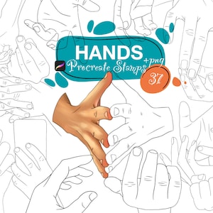 37 Procreate Hand Stamps | Procreate Brushes | Anime | Procreate Body Brushes | Procreate Body Stamps | Hand drawing | Procreate Templates