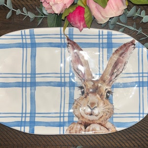 Pier 1 Henry Bunny, Blue Plaid Serving Plate. Part of the Henry Bunny Collection.