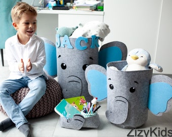 Rooms to go-kids Elephant Felt basket Toy storage Dirty clothes baskets Storage ideas for toys Laundry basket organizer Basket toy storage