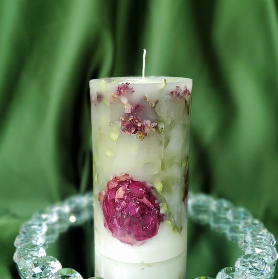 Botanical Candle With Case Soy Pillar Candle Large Holiday Etsy