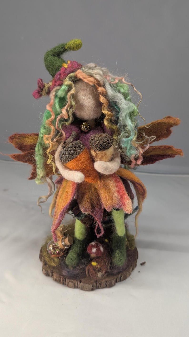 Fall Autumn Acorn Woodland Felted Fairy Handmade Needle Felted Mushroom ...
