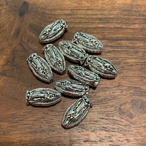 GOLD/ SILVER Our Lady of Guadalupe Beads, Virgin Mary beads, rosary beads, Catholic beads, for jewelry making (3 sizes)