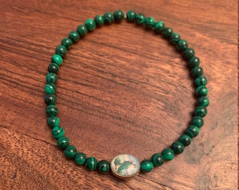 PROTECTION: St. Jude charm and Malachite bracelet (4mm beads), empath protection bracelet, Catholic bracelet, patron saints, religious