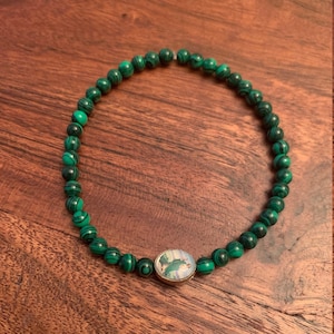 PROTECTION: St. Jude charm and Malachite bracelet (4mm beads), empath protection bracelet, Catholic bracelet, patron saints, religious