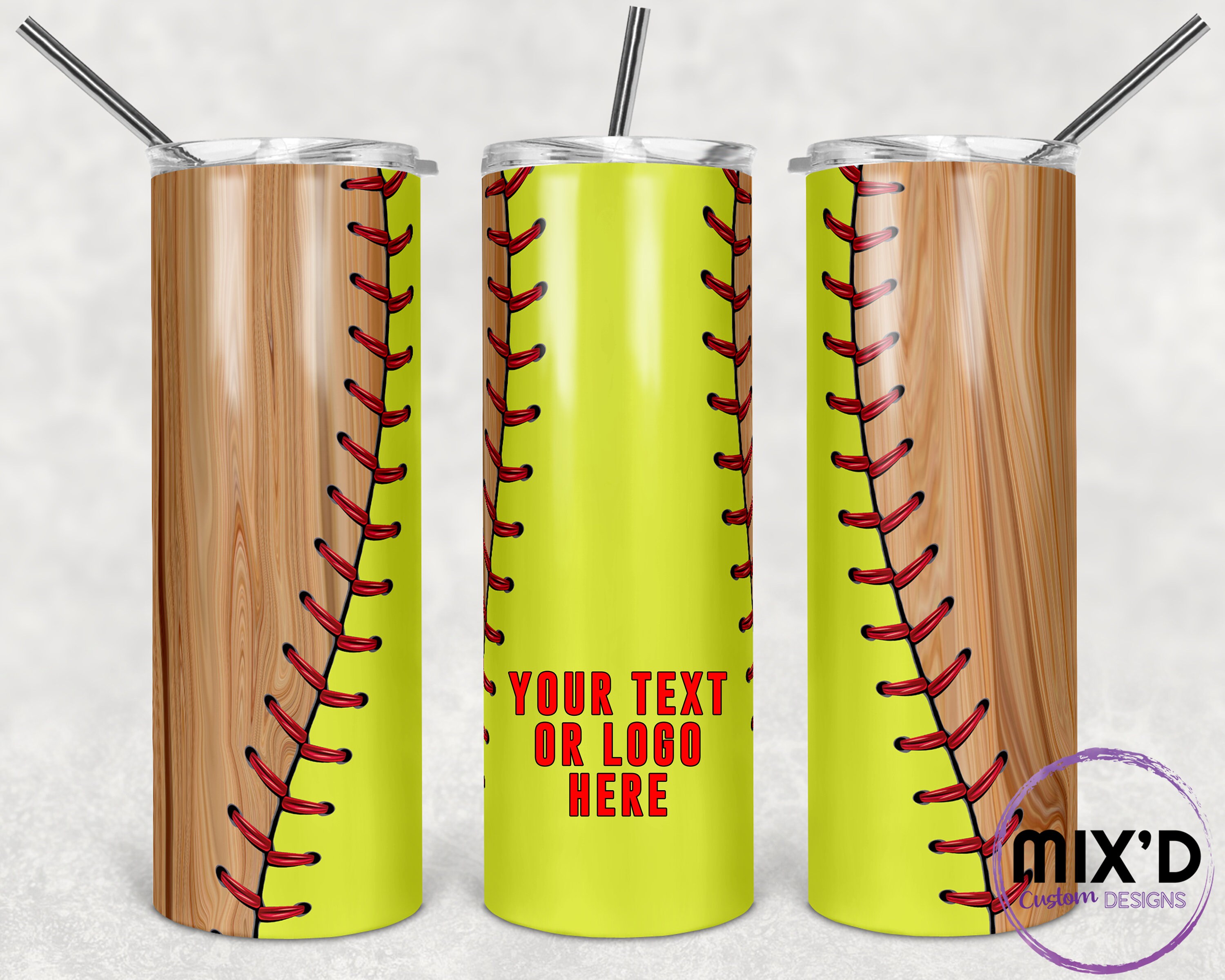 Personalized Softball Tumbler Wood Look Tumbler 20 oz skinny Etsy