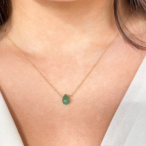 Aventurine Teardrop Necklace • Small Dainty Aventurine Pendant • Simple Crystal Jewelry • Gemstone Layering Necklace • Luck Adventure Stone