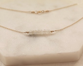 Reiki Charged Rainbow Moonstone Gold Plated Choker Dainty Necklace