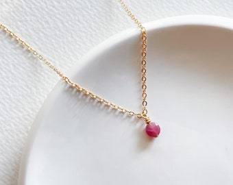 Tiny Tourmaline Necklace • Dainty Pink Tourmaline Pendant • Tiny Gemstone Layering Choker • October Birthstone Jewelry • Compassion Stone