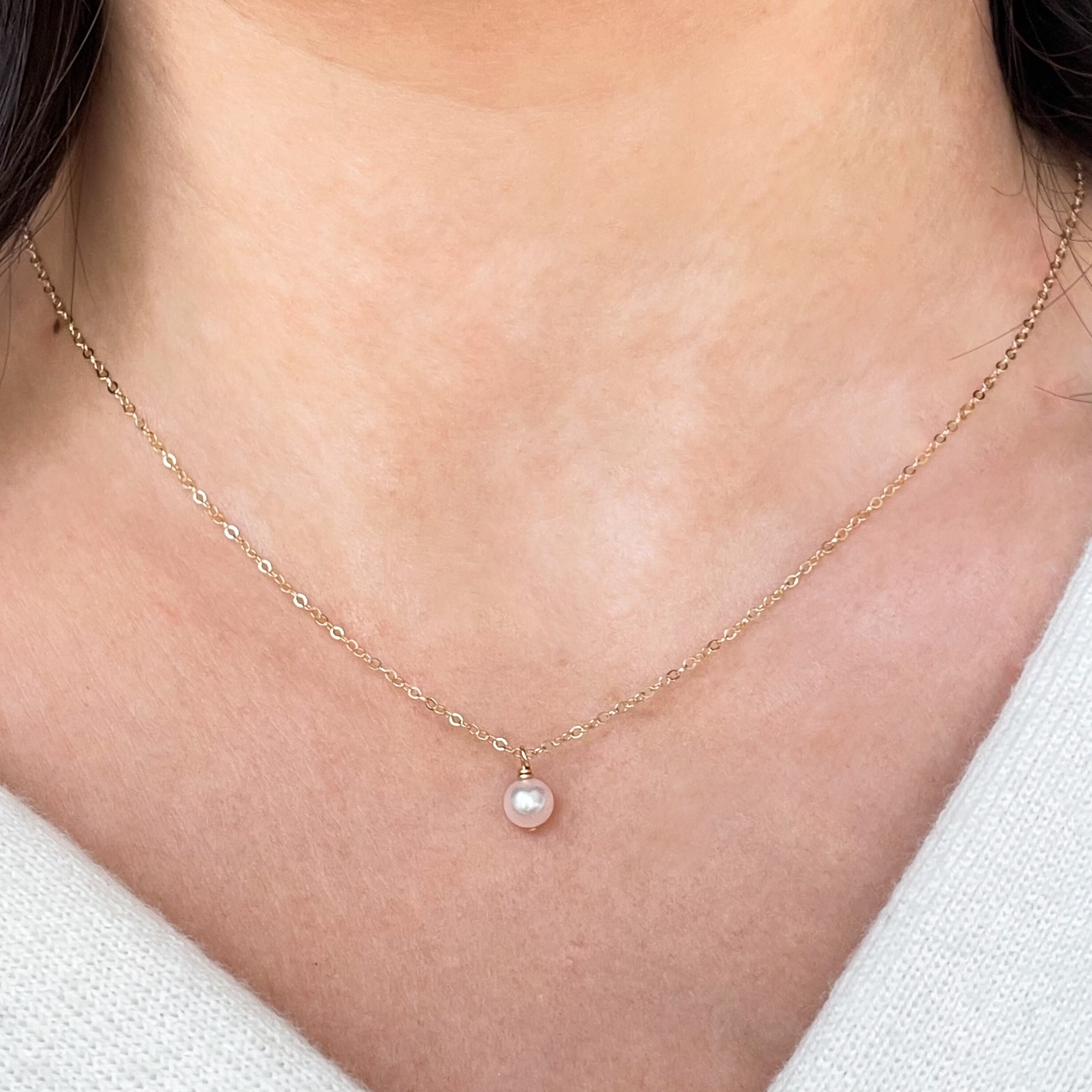 Tiny Pearl Necklace Floating White Pearl Pendant June Birthstone Handmade  Bridesmaid Gift Meaningful Wisdom Gemstone -  Canada