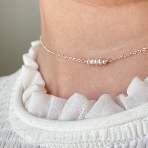 Tiny Pearl Choker • Dainty White Pearl Layering Necklace • June Birthstone Gem • Handmade Pearl Jewelry for Her • Bridesmaid Gift