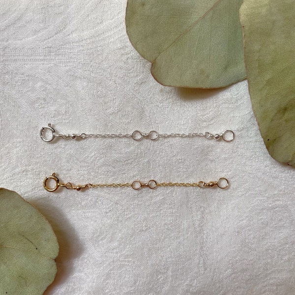 Adjustable Necklace Extender 1-2 Inches • Handmade Chain Extension for Simple Dainty Jewelry • 14k Gold Filled • Sterling Silver