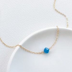 Tiny Apatite Choker • Dainty Gemstone Layering Necklace • Handmade Blue Apatite Jewelry Gift