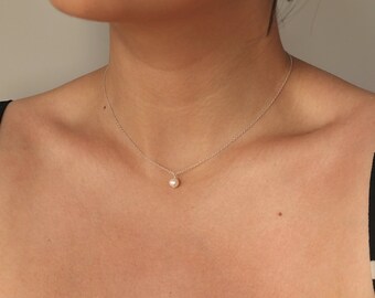 Tiny Pearl Pendant Necklace June 