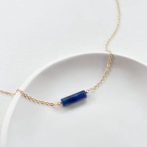 Lapis Lazuli Choker • Simple Gemstone Necklace with Blue Lapis Pendant • Dainty Chain Layering Necklace • Handmade Lapis Jewelry Gift