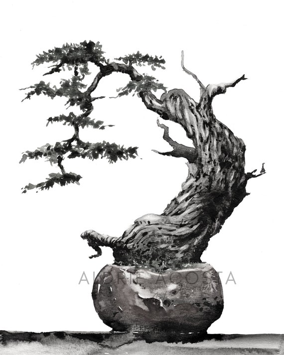 Bonsai Tree Series No. 2 Giclée Art Print From Original Watercolor