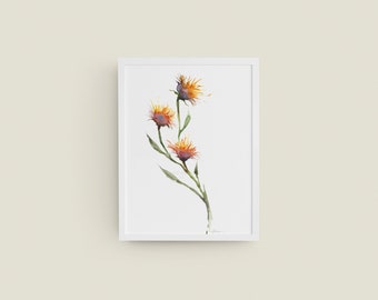 Delicate Blossoms Series No. 6 Giclée Art Print from Original Watercolor Impression Painting, Yellow Flower Home Wall Décor Hanging Gift