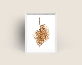 Autumn Leaf Series No. 3 Original Watercolor Impression Painting, Fall Brown Tree Leaf Home Wall Décor Hangings