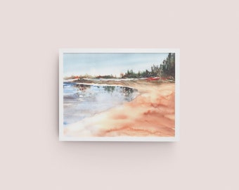 Water Reflection Series No. 3 Original Watercolor Impression Painting, Tree Reflection on Lake Wall Art Décor