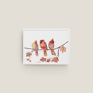 Cardinal Series No. 1 Giclée Art Print from Original Watercolor Impression Painting, Room Home Wall Décor Hangings