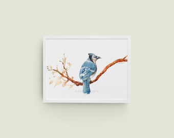 Colorful Birds Series No. 7 Original Watercolor Impression Painting, Bright Kids Room Home Wall Décor Hangings Gift