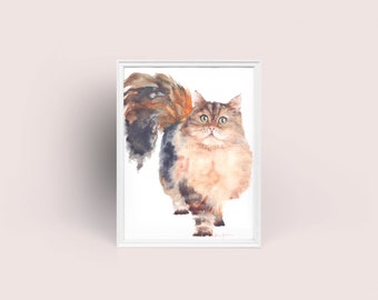 Serie di gattini n. 2, stampa artistica Giclée da un dipinto originale ad acquerello, graziosi arazzi per la cameretta dei bambini con gatti.