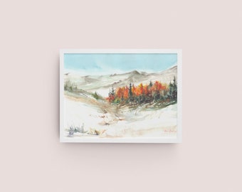 Meadow Series No. 6 Original Watercolor Impression Painting, Meadow At Fall Watercolor Home Wall Décor