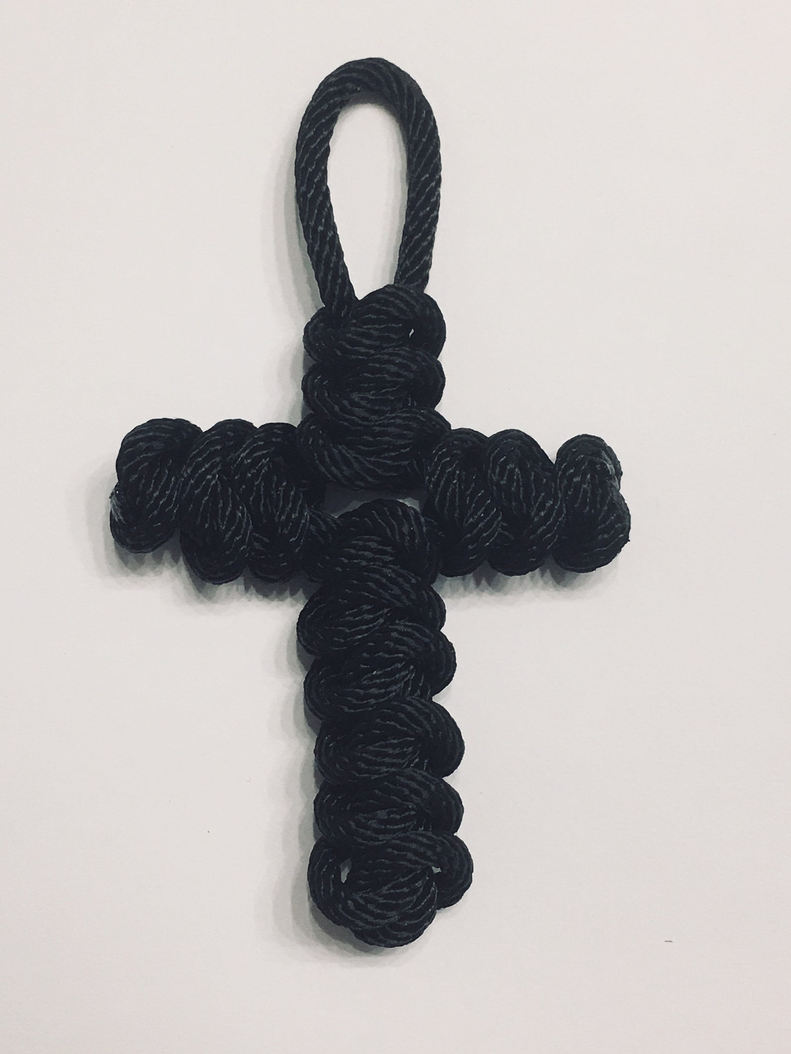Rope Cross/black Twisted Rope Cross/nautical Cross Pendant | Etsy
