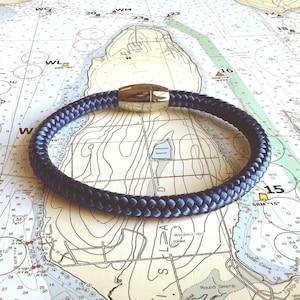 Recycled Marine Rope Bracelet: Nautical Ocean Jewelry, Stainless Steel Clasp