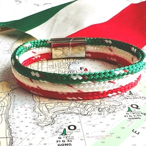 Capri Performance Edition Italian Flag Bracelet • Triple Line Nautical Rope Jewelry